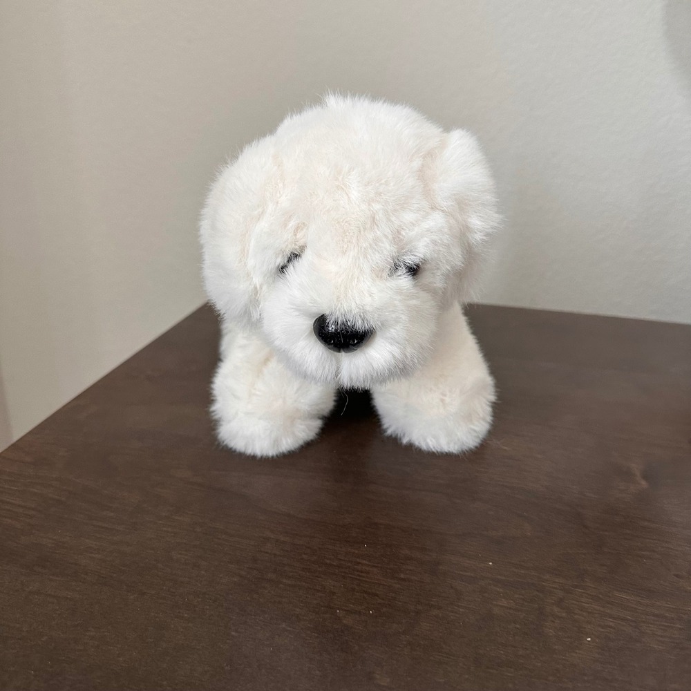 White Plush Puppy Dog Stuffed Animal Fluffy Soft Faux Fur 9 Inch
